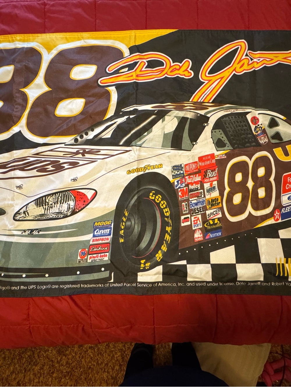 Nascar 88 Dale Jarrett Drivers Car 3’x5’ Flag in White, Black, Red, Yellow